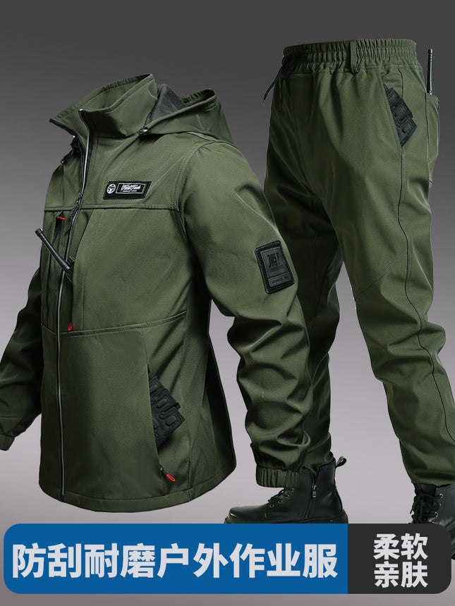 Spring and Autumn Waterproof Windproof Suit Outdoor Mountaineering Suit suit Men's Windproof Wear-resistant Tooling Soft Shell Combat Work Clothes