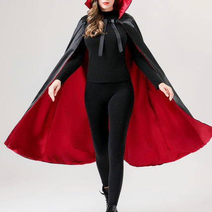 Halloween Cloak Adult Makeup Costume Props Red and Black Face Collar Death Cloak Pirate Vampire Cloak