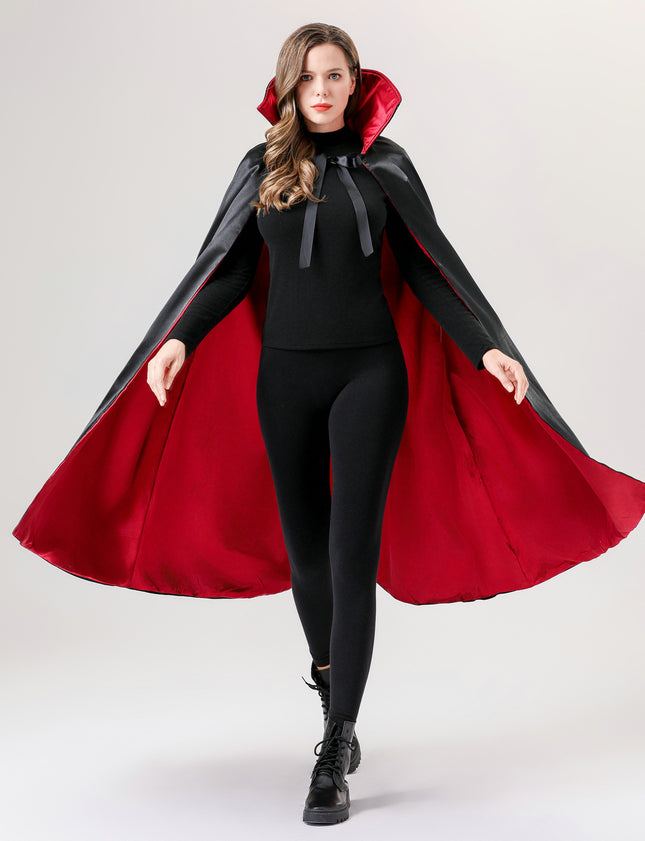 Halloween Cloak Adult Makeup Costume Props Red and Black Face Collar Death Cloak Pirate Vampire Cloak
