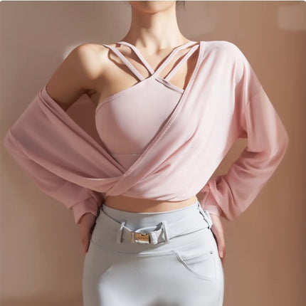 High-end Yoga Blouse Women's Tulle Breathable Sports Jacket Loose Running Fitness Top