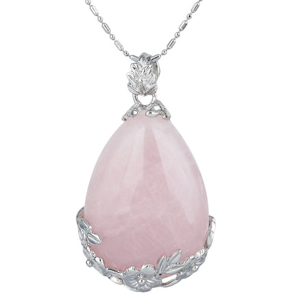 Elegant Elegant Silver Alloy Torus Crystal Pendant Drop Shape Natural Crystal Craft Necklace Pendant