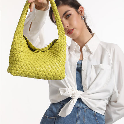 Pure Hand-woven Lunch Box Bag High-end Underarm Bag Fashion Women's Bag Cross-border Portable Shoulder Bag
