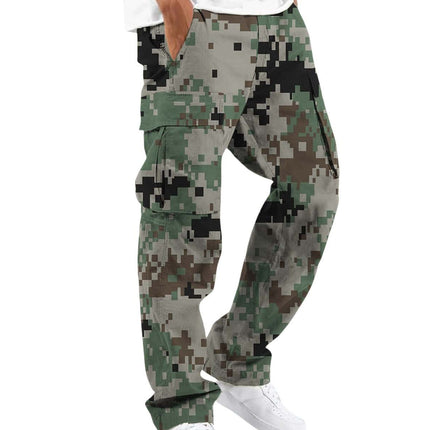 2024 New Men's Camouflage Overalls New Personalized Outdoor Sports Pants Drawstring Pocket Overalls Casual Pants
