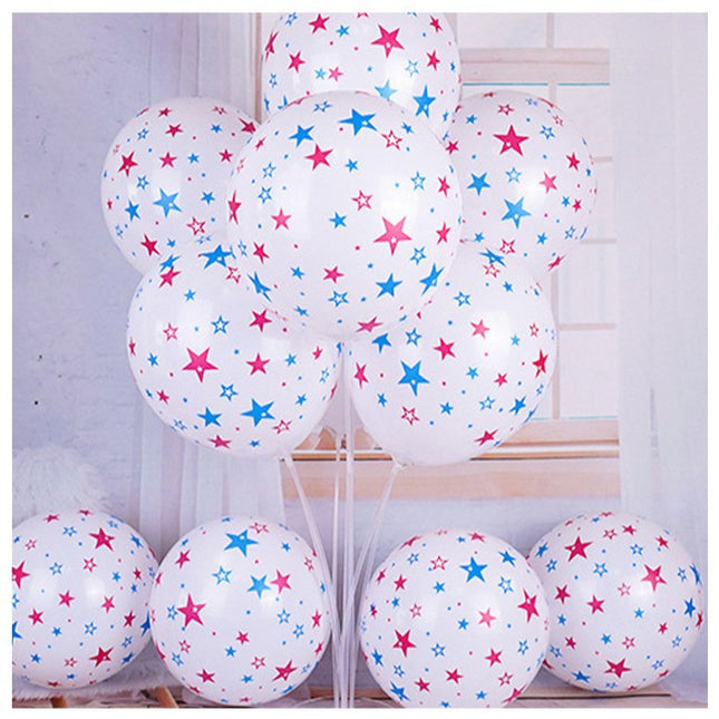 Cross-border wholesale 12 inch five-pointed star printed balloon latex decoration independence day party atmosphere balloon