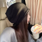 Drawstring pile hat black / M（56-58cm）