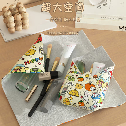 [in stock] Cute P-person Makeup Bag Women's Portable Travel Lazy Large Capacity Storage Bag Magic Patch
