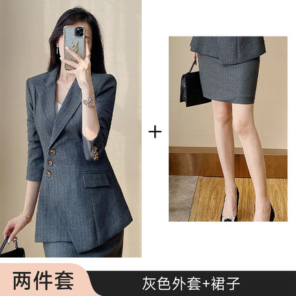 High-end Sense Striped Suit suit Women's 2024 Autumn Fashion Elegant High-end Business Wear Goddess Fan Dress Suit