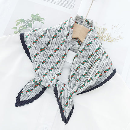 New wrinkled small square scarf female Korean imitation silk printed wrinkled small scarf Joker scarf decorative scarf wholesale
