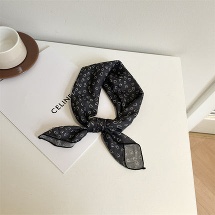 White Color Silk Scarf Printed High-grade All-match Accessories Neck Women's 2025 New Headband Tie Long Scarf