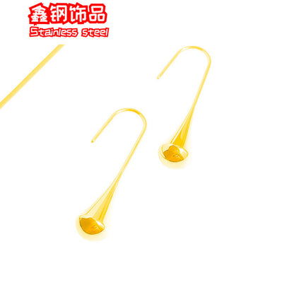 in stock Europe and the United States cross-border simple stainless steel water drop earrings women retro temperament personality long ear hanging jewelry wholesale