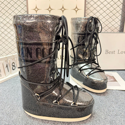 Celebrity Style Thick-Soled Colorful Moon Boots 2025 Winter New Long Ski Boots Warm Anti-Ski Boots for Women