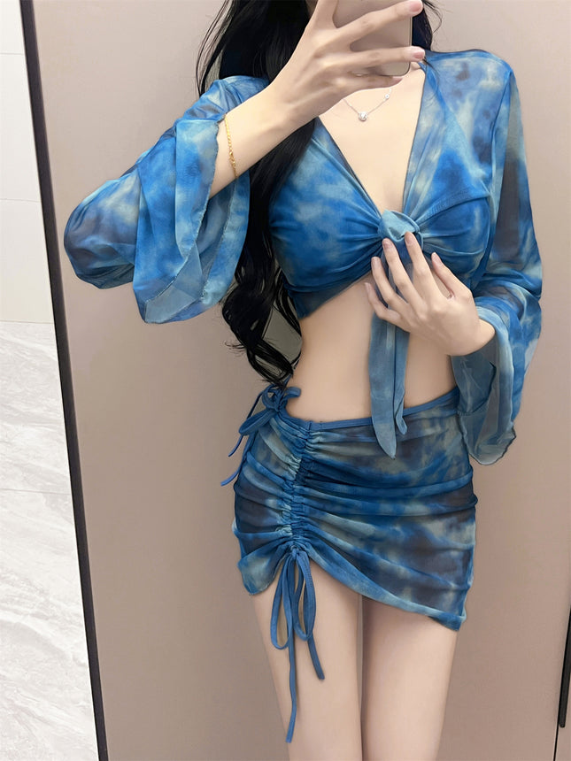 Bikini Four-Piece Set, Women's Split Bikini Swimsuit, 2026 New Style, Conservative Long-Sleeved, Body-Covering, Slimming Swimwear for Women