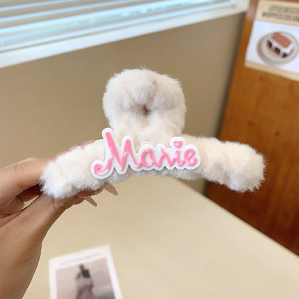 Autumn and Winter plush hairpin female clip headdress furry shark clip cute high-grade sense back head clip high-end hairpin
