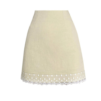 Anti-Exposure Pure Desire Skirt for Women Spring and Summer 150 Petite Lace High-Waisted Slimming A-Line Bodycon Skirt