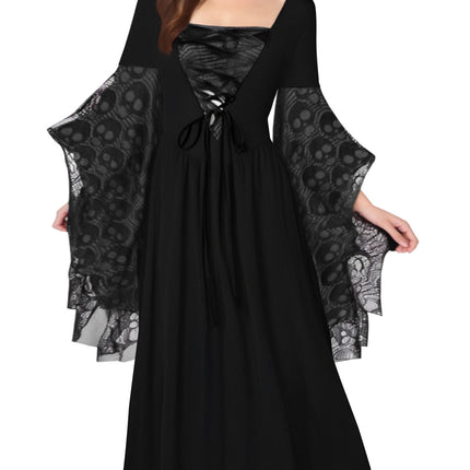 Hot-Selling Cross-Border Amazon Halloween European and American Cosplay Women's Skull Lace Dress Hot Style Plus Color