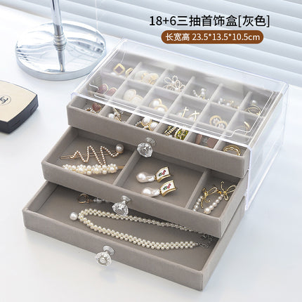 2025 New Korean Style Simple Style Acrylic Multi-Layer Jewelry Storage Box Jewelry Necklace Earrings Jewelry Display Box