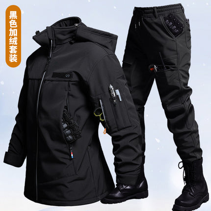 Autumn and Winter Three-in-One Charge Clothes Removable Inner Cold-proof Warm Two-piece Windproof Water-splashing and Dirty-resistant Work Clothes