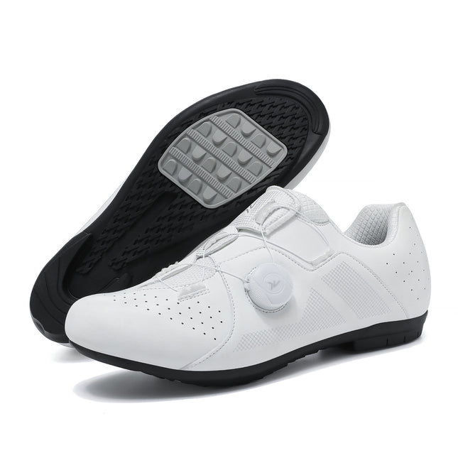 2025 Summer Pure White Road Bike Lock Shoes Set Breathable Men's and Women's Outdoor Cycling Shoes Lockless Cycling Shoes Large Size