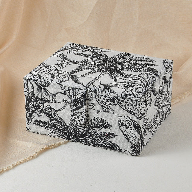 Double-Layer Portable Jewelry Box Jacquard French Retro Jewelry Box Necklace Watch Birthday Gift Jewelry Storage Box