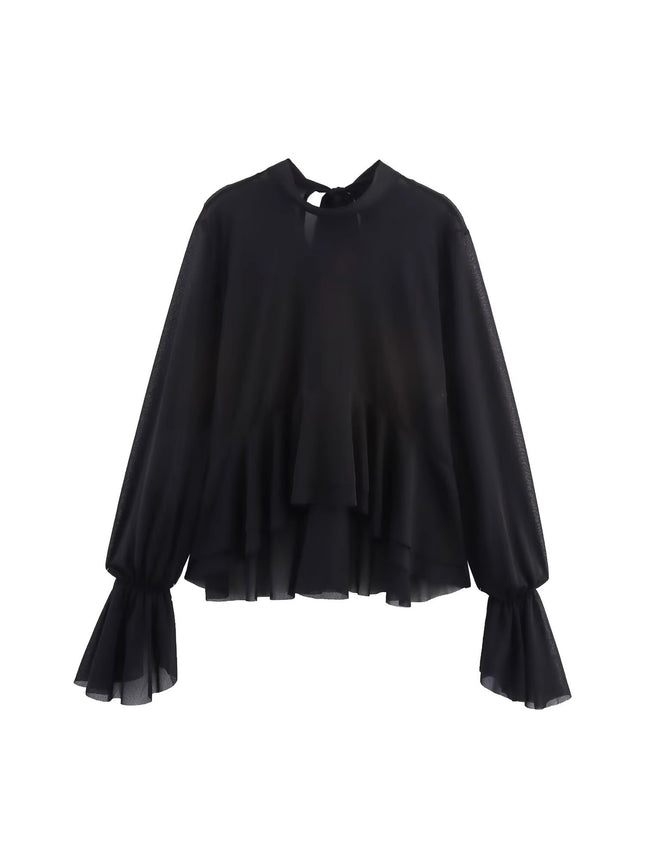 Zr Women's European and American Style 2025 Autumn New Layered Decorative Draped Top