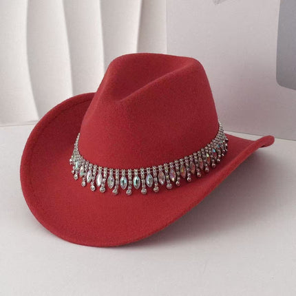 Solid Color Light Board Felt Western Cowboy Hat Outdoor Autum Hat Women's Simple French Hat Men's High-End