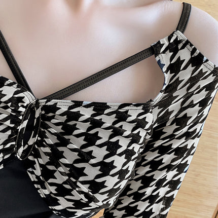 Swimsuit Women's Skirt-style One-piece Two-piece Set Conservative Belly-covering Slimming Sexy Beautiful Back Long-sleeved Super Fairy ins Small Chest Hot Spring