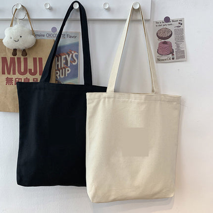 Fashion Harajuku Solid Color Canvas Shopping Bag Korean Women's College Shoulder Bag Canvas Bag Large Capacity Commuter All-match