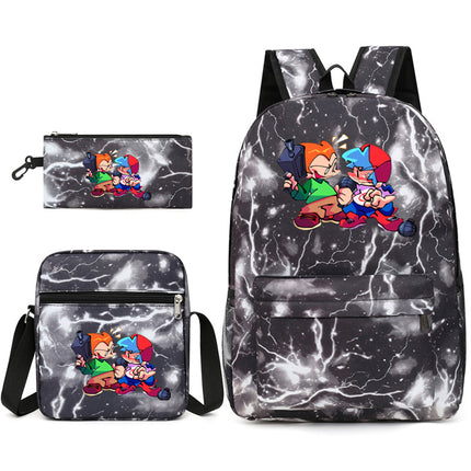 2021 Friday night backpack shoulder bag pencil case three-piece canvas schoolbag set