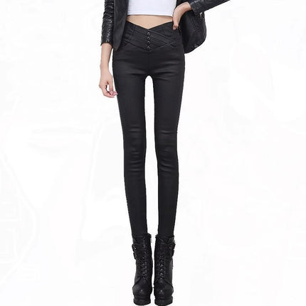 2025 Autumn New Leather Pants Tall Women's Extended Version Matte New High Waist Slimming Leggings
