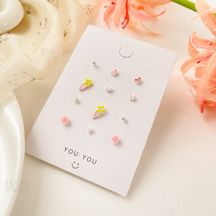 Sweet Small Fresh Simple Silver Needle Small Ear Stud suit Small Exquisite Cute Gentle Girl Heart Ring New Spring Style