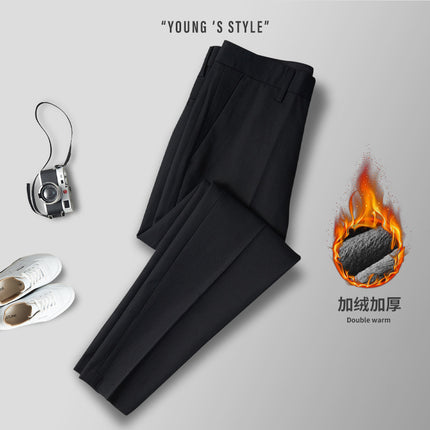 Men's Casual Pants, Black Long Trousers, Professional Workwear, Spring and Summer Cropped Suit Pants, Men's Height-Enhancing Dress Pants, Men's Trousers