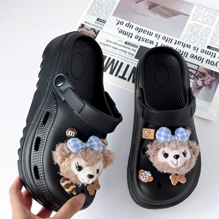 Cute Cartoon Shirley Rose Clogs for Women, 2026 Summer New Style, Outdoor Thick-Soled Slippers with a Soft Stepping Feel, Trendy Closed-Toe Sandals