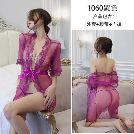 Pajamas, Feminine Bathrobes, Transparent Nightgowns, Women's Pure Lust Mesh Jackets, Adult Summer Cardigans, Thin Ultra-Short Straps