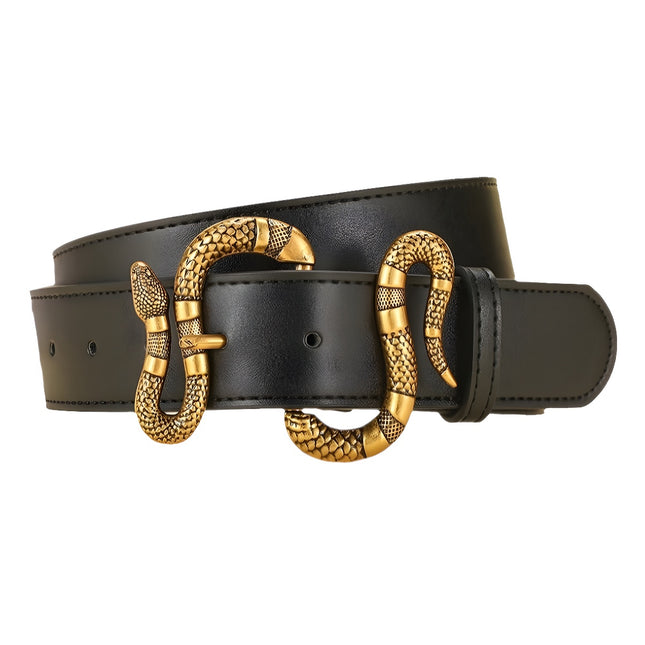 Fashion Alloy Belt Snake Buckle Pin Buckle Versatile Belt Internet Trendy Light Luxury Cross-border Explosive Casual Versatile