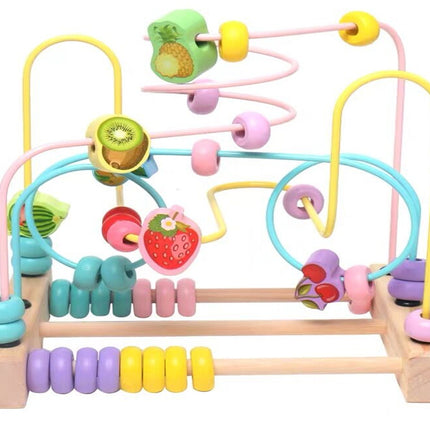 Children's Wooden Multi-Functional Threading Large Bead Color Recognition Early Education Building Blocks Matching Parent-Child Interactive Educational Toys