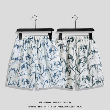 Summer Beach Shorts for Men Trendy Brand Ins Loose Sports Five-Point Quick-Dry Floral Shorts Trendy Couple Casual Large Shorts