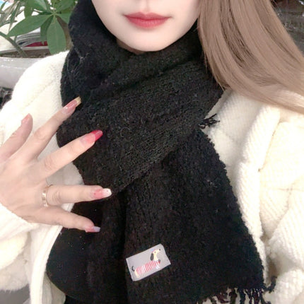 Whitening Wool Knitted Wool Scarf for Girls Winter 2025 New Versatile High-End Warm Scarf Green