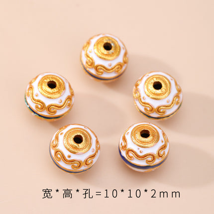 Cloisonné Hollow Beads Oil-Dropped Color-Preserving Copper-Plated Sand Gold DIY Burnt Blue Accessories Handmade Beaded Bracelet Jewelry Accessories