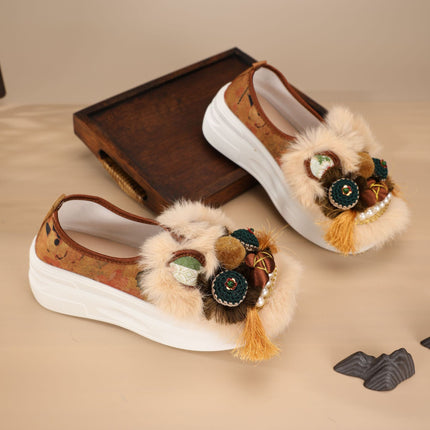 Original Handmade Tiger Head Shoes for Women, Adult Chinese Style Embroidered Shoes, Soft Sole Comfortable Shoes, New Chinese Style Old Beijing Cloth Shoes