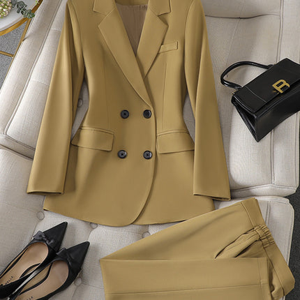 Cross-Border Military Green Suit Set for Women, Long-Sleeved, Goddess Style, High-End Casual Petite Suit Set, Workwear
