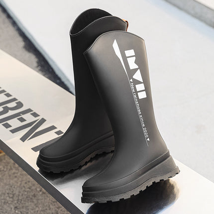 Korean-Made Single-Layer Russian Cross-Border Fashion High-Top Women's Rain Boots, Non-Slip Waterproof Rubber Shoes, Versatile New Style