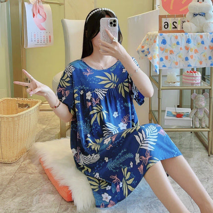 Cotton Silk Nightgown for Women 2026 New Style Casual Short-Sleeved Thin Loose-Fitting High-End Breathable Home Wear That Can Be Worn Outside
