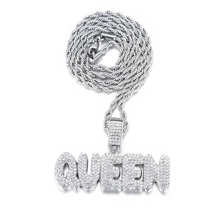 Cross-border explosions hip-hop pendant jewelry nightclub dancer alloy full diamond letter necklace factory wholesale fashion