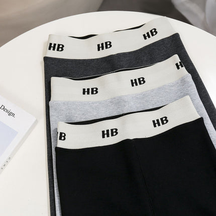 Yiwu winter fleece-lined thick pants women wear HB letters waist leggings warm slim leggings wholesale