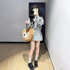 [gray] [spring temperament outfit/miu li-fashioned outfit/popular style this year/cold style unique and chic/sunny little skirt/sunset skirt/dopamine waist skirt/waist-cinching/non-controlling style] / 40/45kg/S