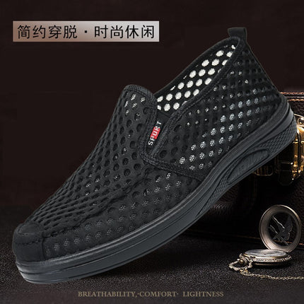 Summer New Style Old Beijing Big-Eye Mesh Dad Shoes Non-Slip Casual Fashion Urban Uncle Walking Cloth Mesh Men's Shoes
