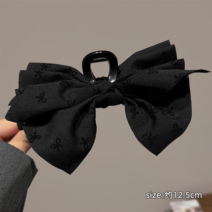 Double-Layer Satin Bow Hair Clip 2025 New Oversized Shark Clip Gentle Style High-End Hair Accessory Hair Clip
