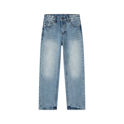 American High Street Retro Ice Blue Slim-Fit Wide-Leg Pants 2026 New High-Waisted Versatile Non-Stretch Straight-Leg Jeans for Women