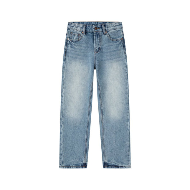 American High Street Retro Ice Blue Slim-Fit Wide-Leg Pants 2026 New High-Waisted Versatile Non-Stretch Straight-Leg Jeans for Women