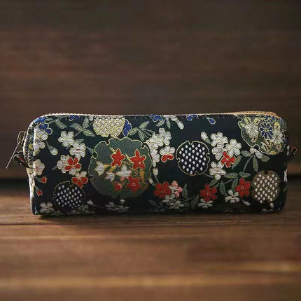 Chinese-Style Embroidered Pencil Case, National Style Pencil Box for Students, High-Capacity, Artistic, Exquisite Canvas Stationery Box Pencil Case